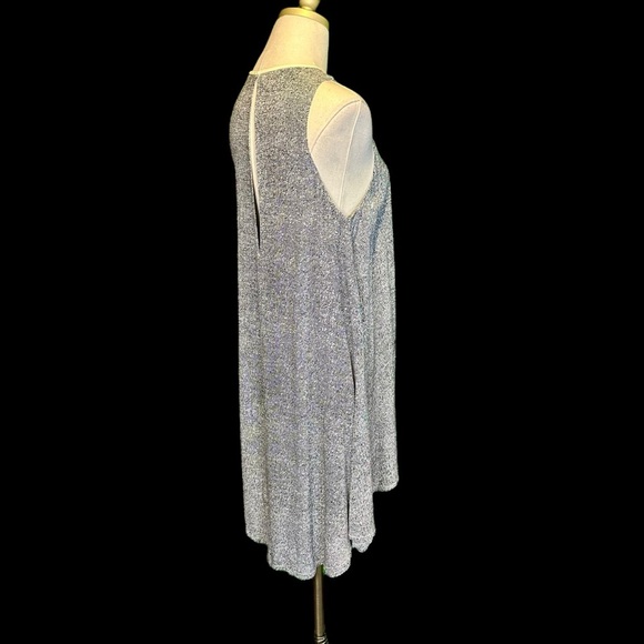 T Alexander Wang Leather Trim Collar Sleeveless Trapeze Flow Dress in Ink/Ivory - Picture 10 of 14